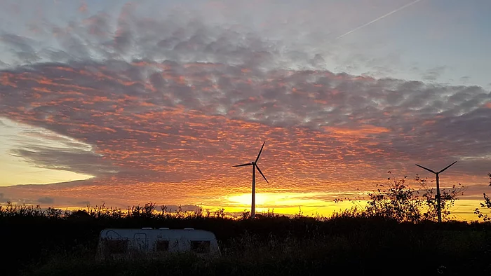 Windmühlen im Sonnenuntergang