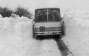 Schulbusfahrt zwischen Stenderup und Westerstenderup Mitte Januar 1979